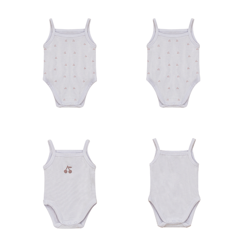 Ribbed Cherry Print Romper Set