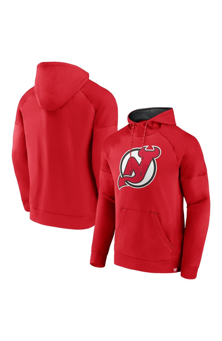 FANATICS Men's Fanatics  Red New Jersey Devils Iconic Defender Raglan Pullover Hoodie, Main, color, Red