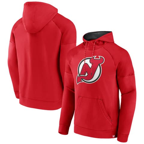 Men's Fanatics  Red New Jersey Devils Iconic Defender Raglan Pullover Hoodie