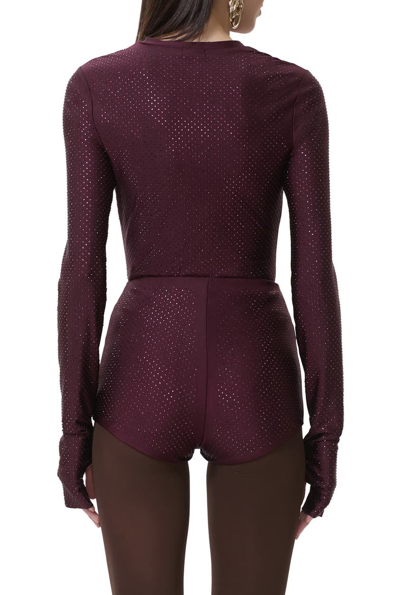 Kaylee Stud Accent Long Sleeve Mesh Top, Alternate, color, VINEYARD