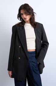 Topshop Pinstripe Double Breasted Blazer