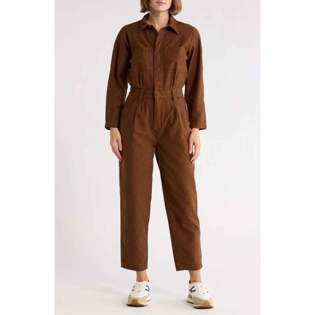 Frame Standaway Utility Jumpsuit In Brown
