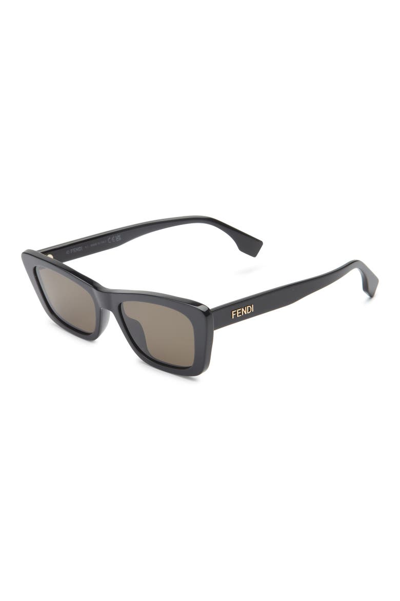 Lettering 53mm Cat Eye Sunglasses, Alternate, color, SHINY BLACK / GREEN