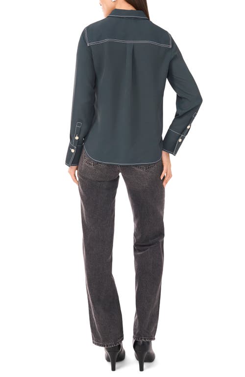 Vince Camuto Topstitch Utility Button-up Shirt In Multi