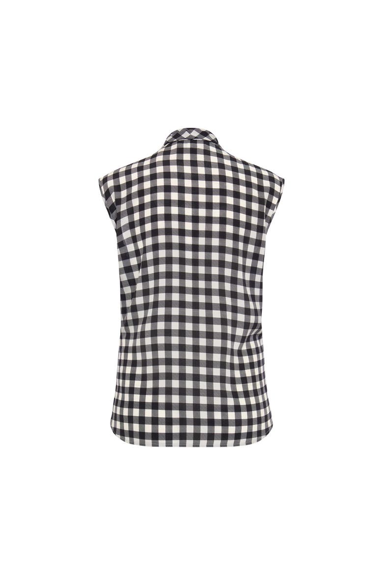 Printed Silk Tie Neck Top, Alternate, color, Black / White