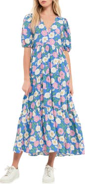 English Factory Floral Puff Sleeve Midi Dress