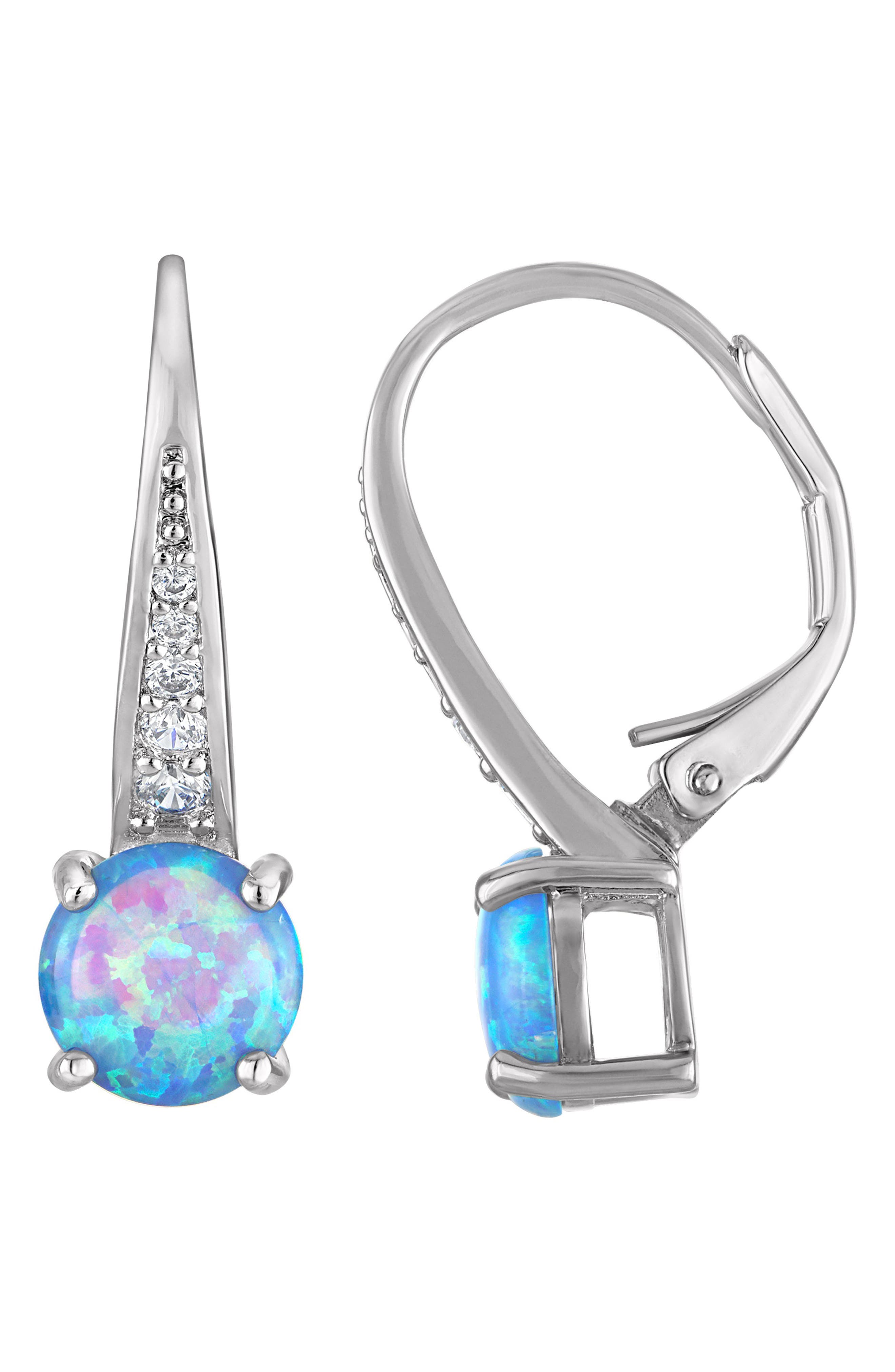 FZN Lab Grown Opal Leverback Earrings
