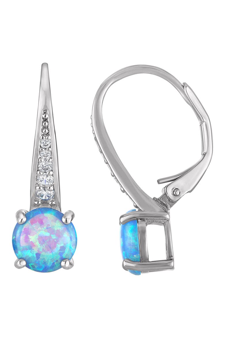 Lab Grown Opal Leverback Earrings, Main, color, WHITE