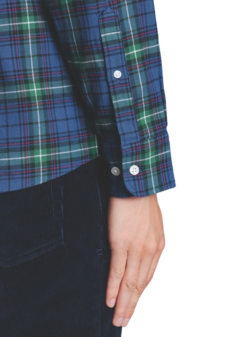 Slim Fit Button-Down Collar Brushed Flannel Check Shirt, Alternate, color, Green
