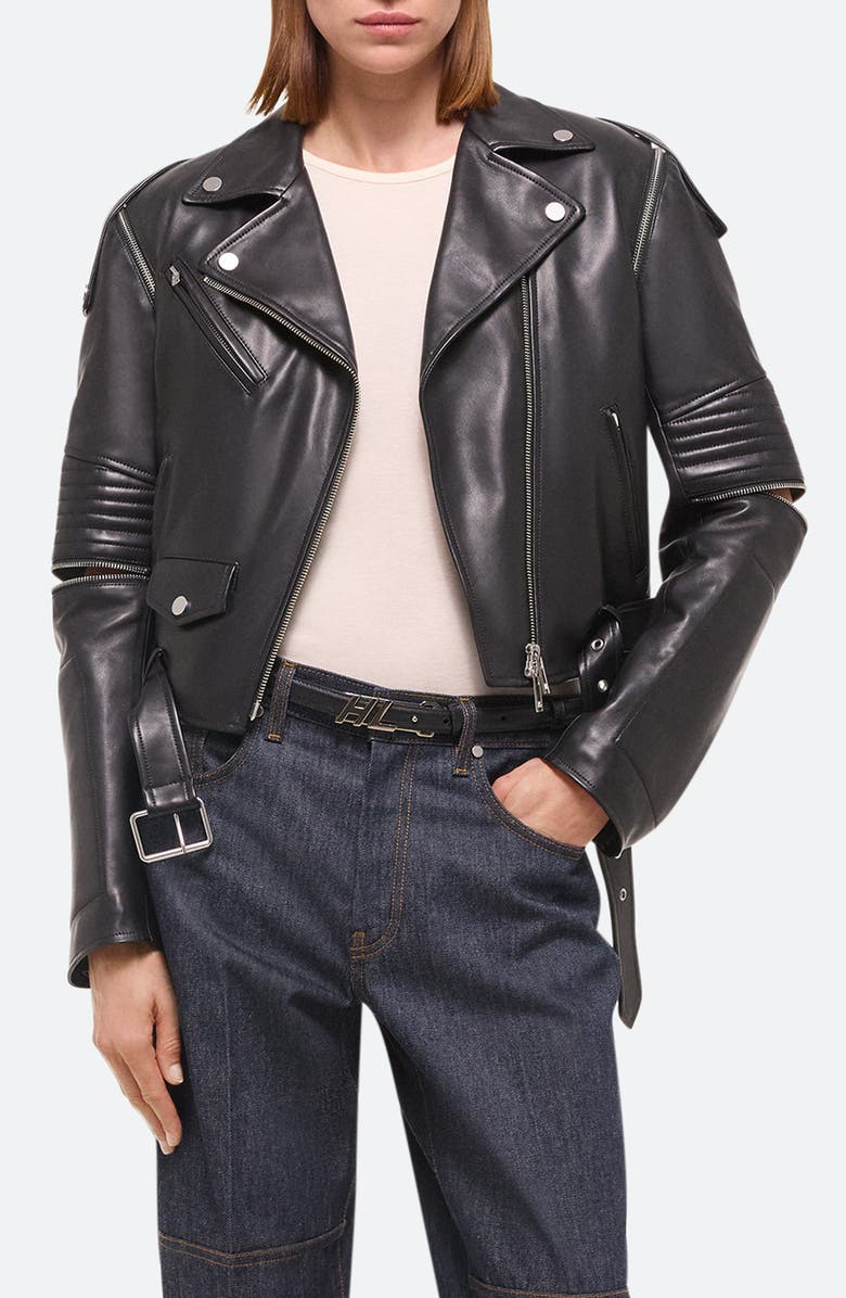 Helmut Lang Astro Convertible Leather Moto Jacket, Main, color,