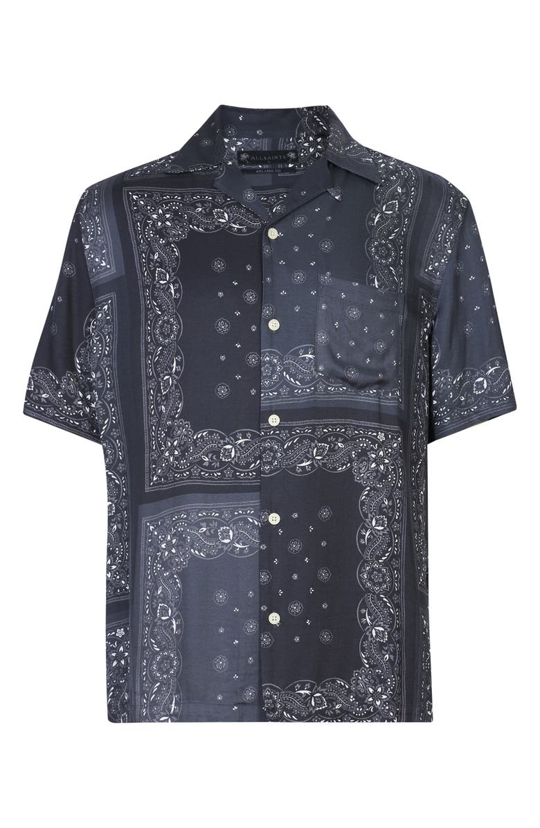 AllSaints Tikal Relaxed Fit Bandana Print Short Sleeve Button-Up Shirt, Alternate, color, 