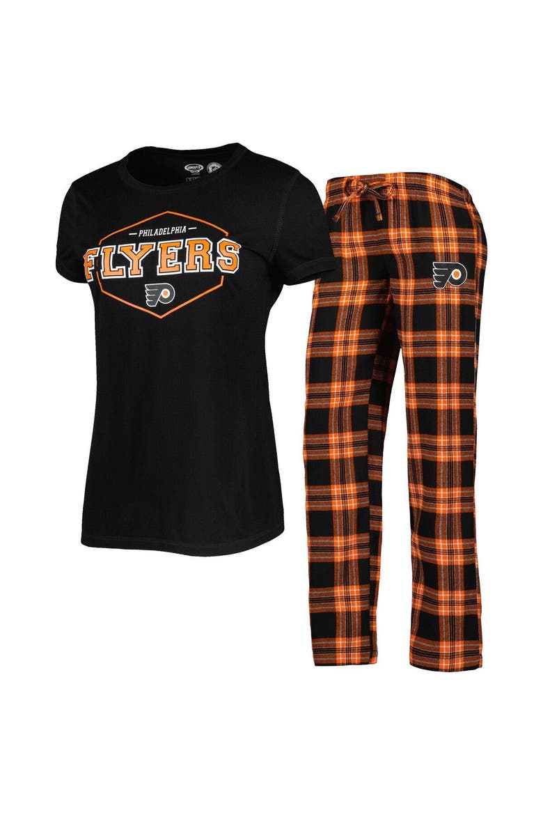 Women's Concepts Sport Black/Orange Philadelphia Flyers Badge T-Shirt & Pants Sleep Set, Main, color, Black