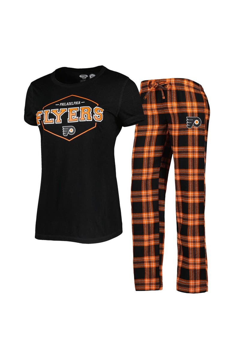 CONCEPTS SPORT Women's Concepts Sport Black/Orange Philadelphia Flyers Badge T-Shirt & Pants Sleep Set, Main, color, 