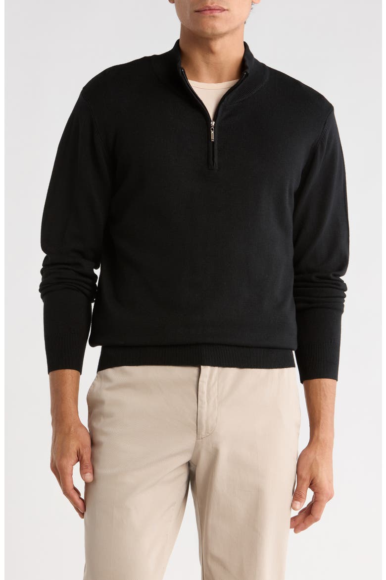 Slim Fit Quarter Zip Sweater, Main, color, BLACK