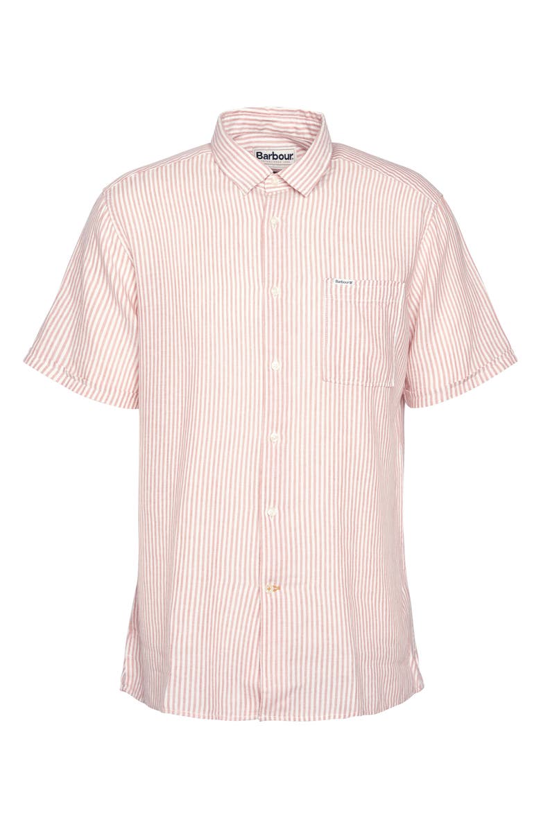 Barbour Deerpark Stripe Summer Fit Short Sleeve Button-Up Shirt, Alternate, color, Pink Clay