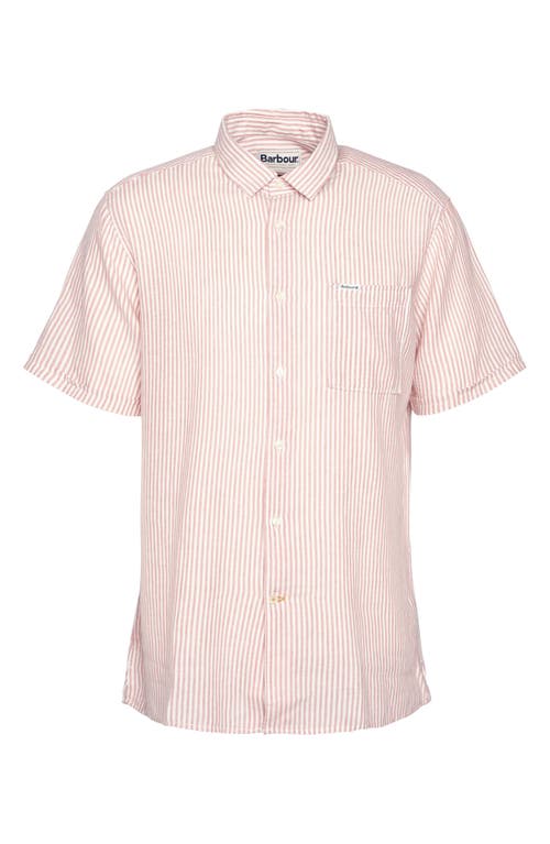 Barbour Deerpark Stripe Summer Fit Short Sleeve Button-up Shirt In Pink