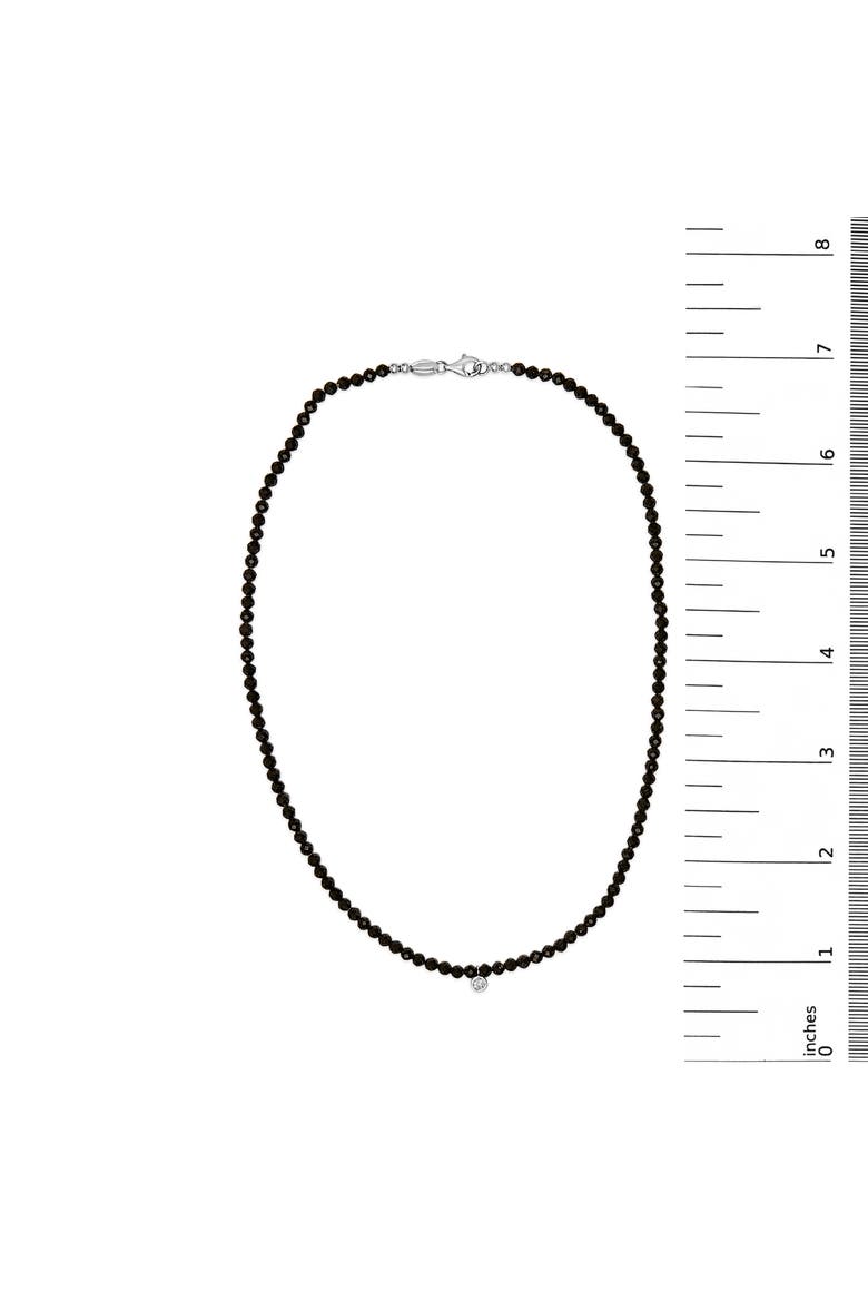 Sterling Silver Diamond Accent Black Spinel Bead Station Necklace, Alternate, color, Silver
