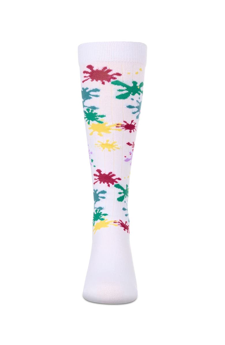 MeMoi Stretch Splatter Paint Knee Sock, Alternate, color, White