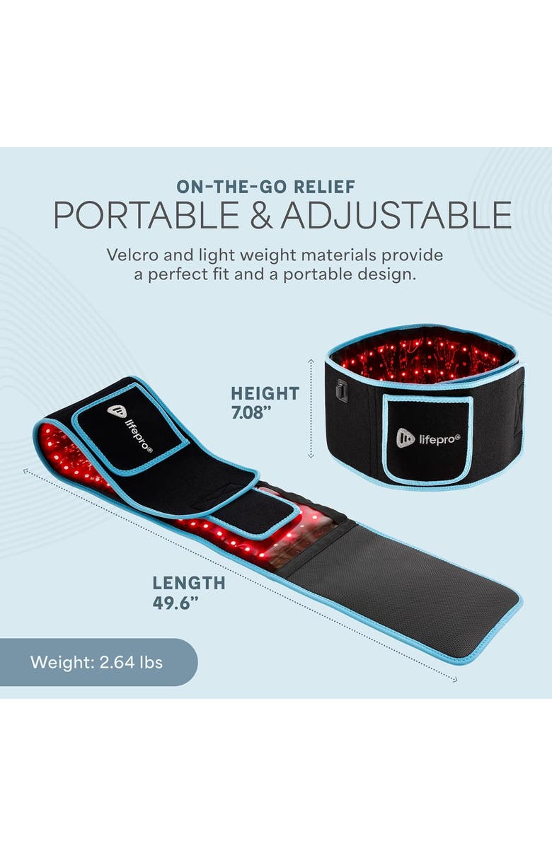 Lifepro Allevared Red Light Therapy Belt  Infrared 660nm and 850nm lights, Alternate, color, Blue