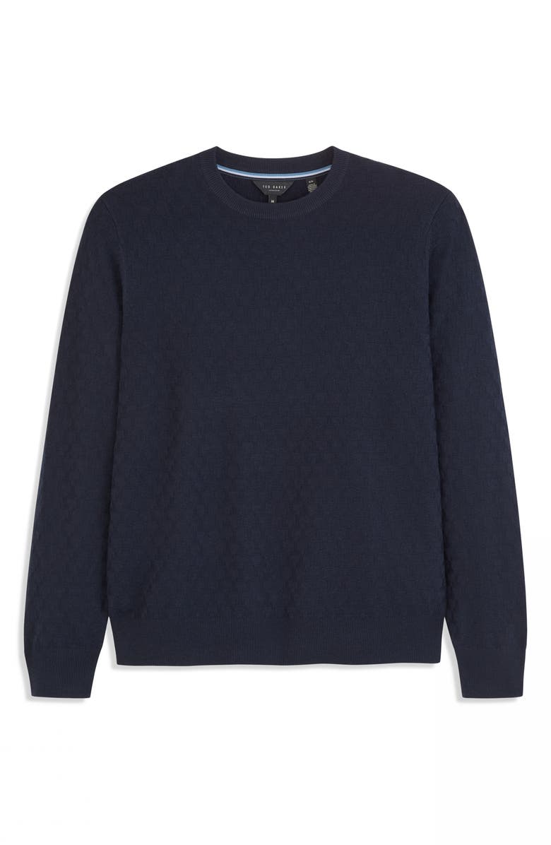 Ted Baker 'T' Stitch Crewneck Sweater, Alternate, color, Sky Captain