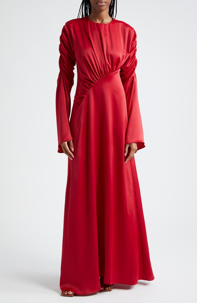 ORIRE The Jou Long Sleeve Satin Gown, Main, color,