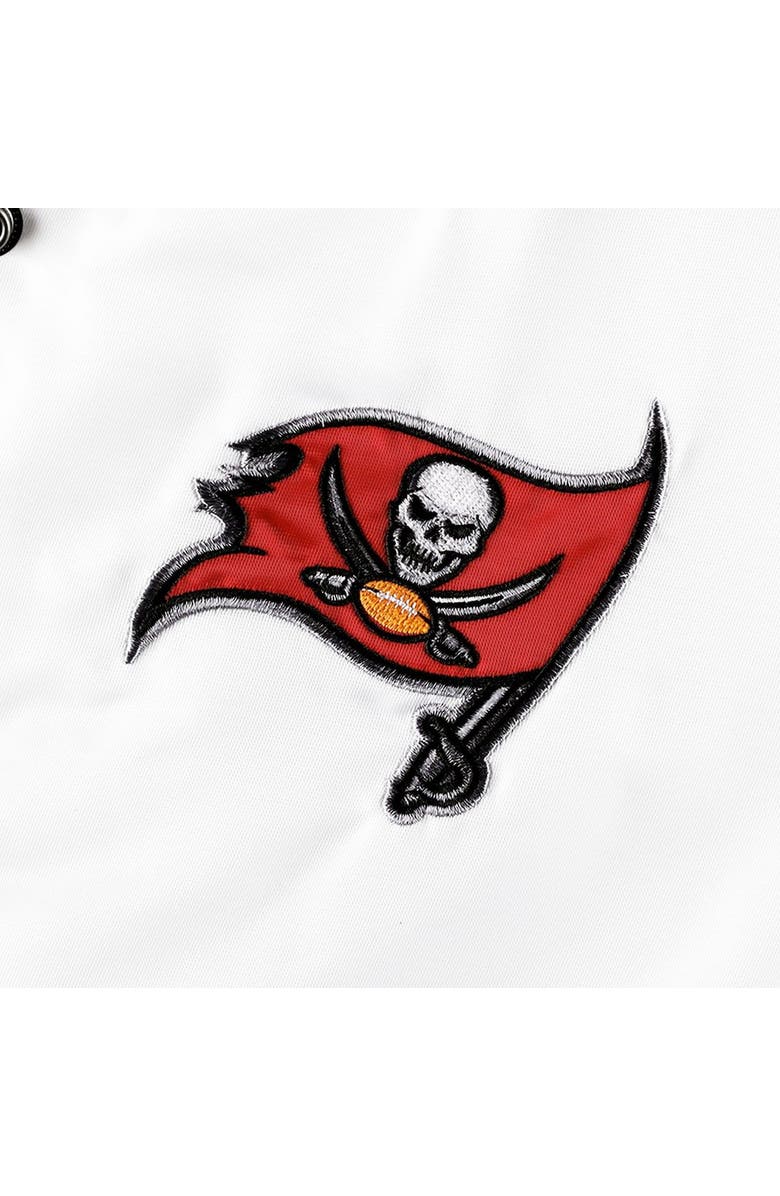 STARTER Women's Starter White Tampa Bay Buccaneers Line Up Satin Full-Snap Varsity Jacket, Alternate, color, White