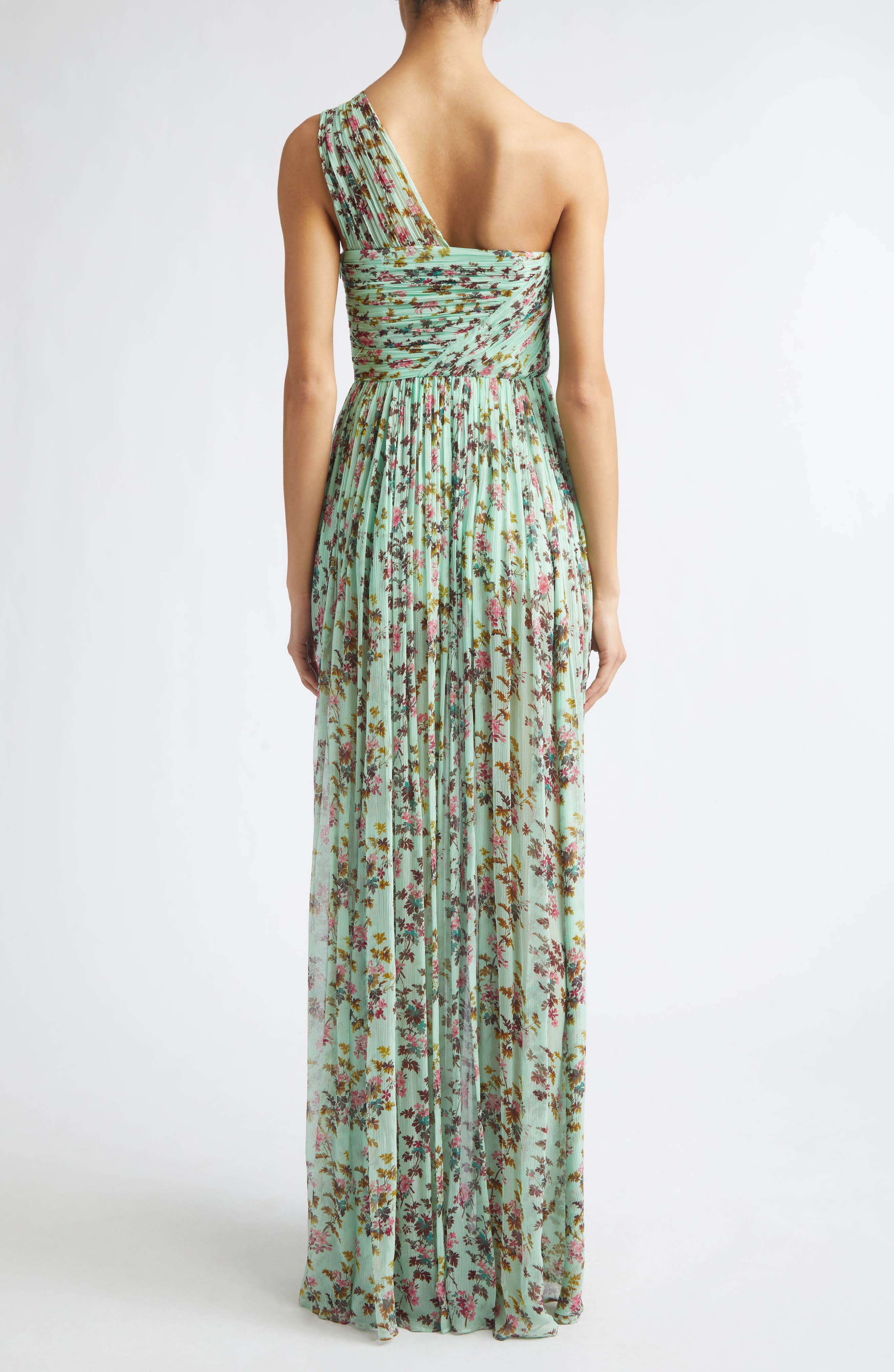 Aureline Floral One-Shoulder Silk Chiffon Gown (Women) | Nordstrom