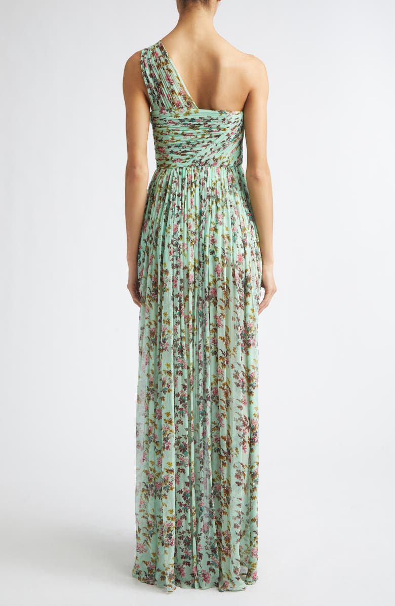 Ulla Johnson Aureline Floral One-Shoulder Silk Chiffon Gown, Alternate, color, Opaline