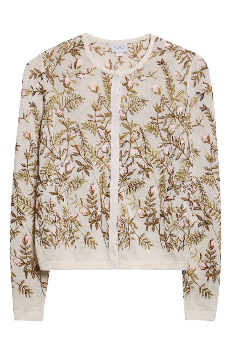 Giambattista Valli Floral Embroidered Cashmere & Silk Cardigan, Alternate, color, Ivory