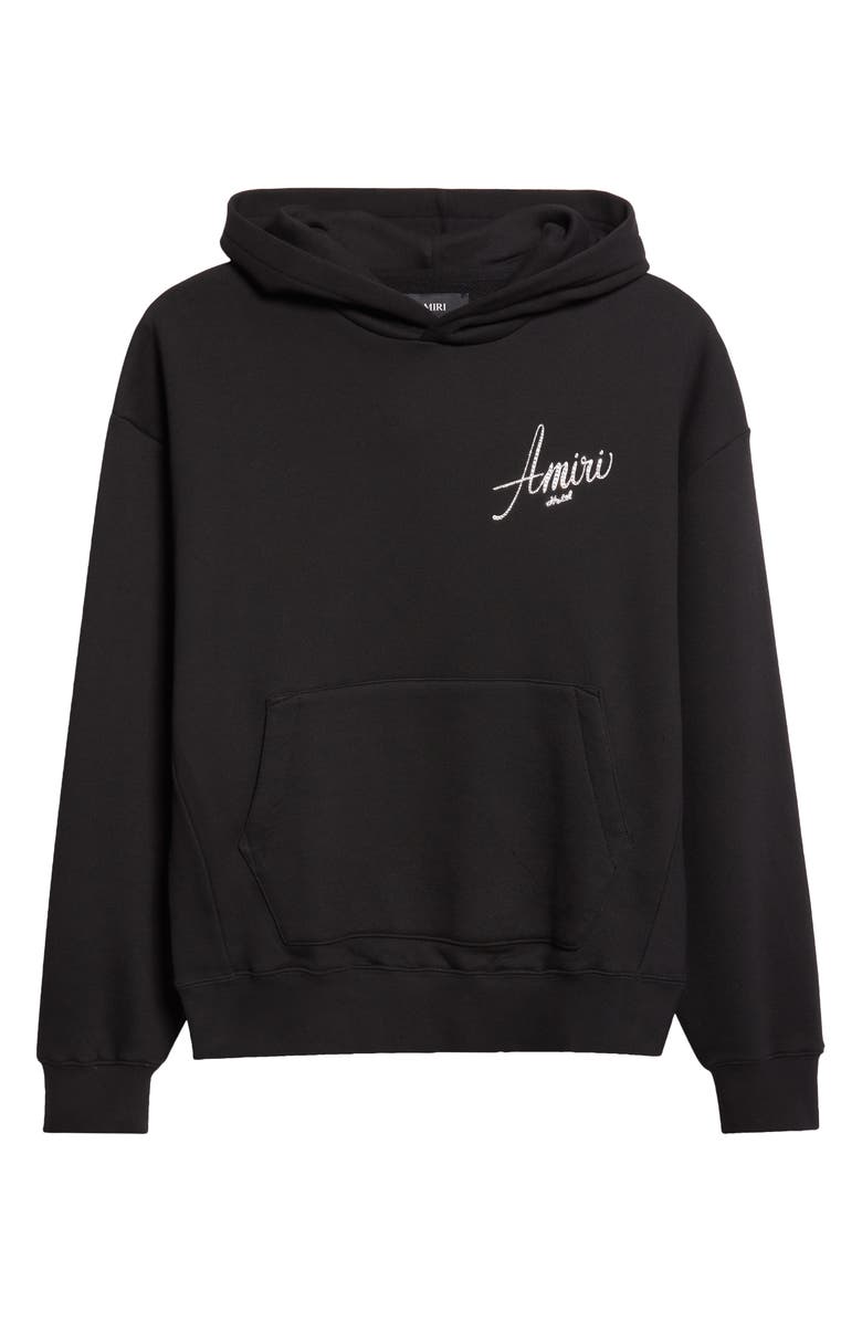 AMIRI Crystal Embellished Hotel Graphic Hoodie, Alternate, color, Black