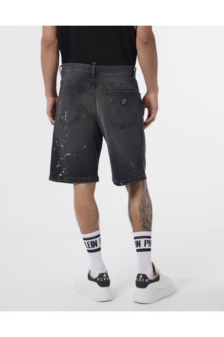 Denim Shorts Paint Men, Alternate, color, pantherblack