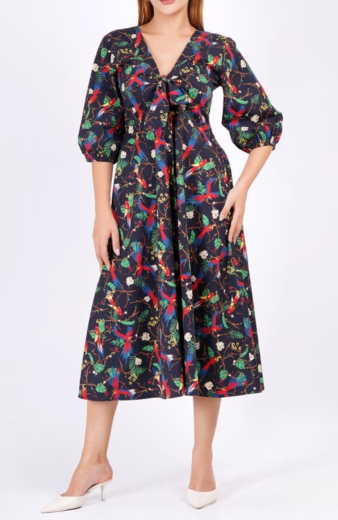 Adriana Tie-Front Midi Dress