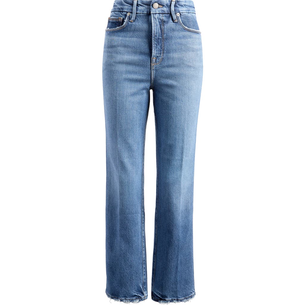 Shop Good American Soft Tech Good Curve High Waist Ankle Straight Leg Jeans In Indigo737