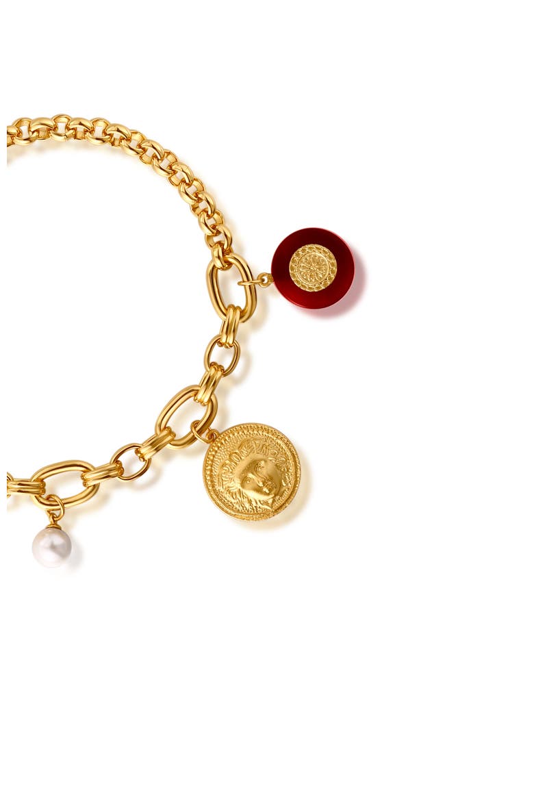 Retro Coin Bracelet, Alternate, color, Gold & Red