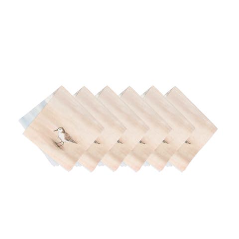 Sandpiper Coastal Shores Graphic Print Napkins Set of 6