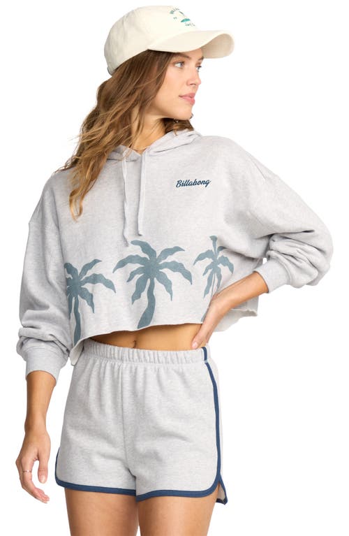 Billabong Triple Palms Crop Fleece Graphic Hoodie In Gray