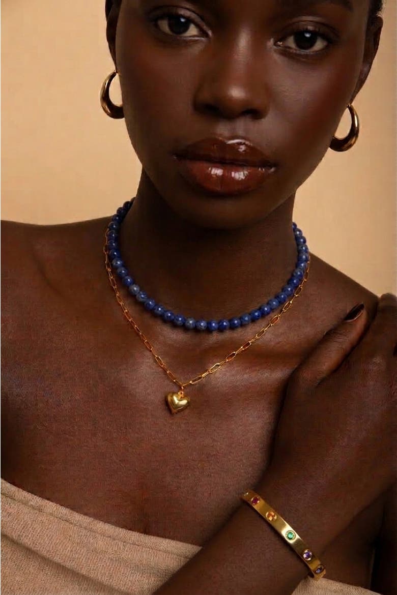 Lapis Lazuli Intuition Choker, Alternate, color, Silver