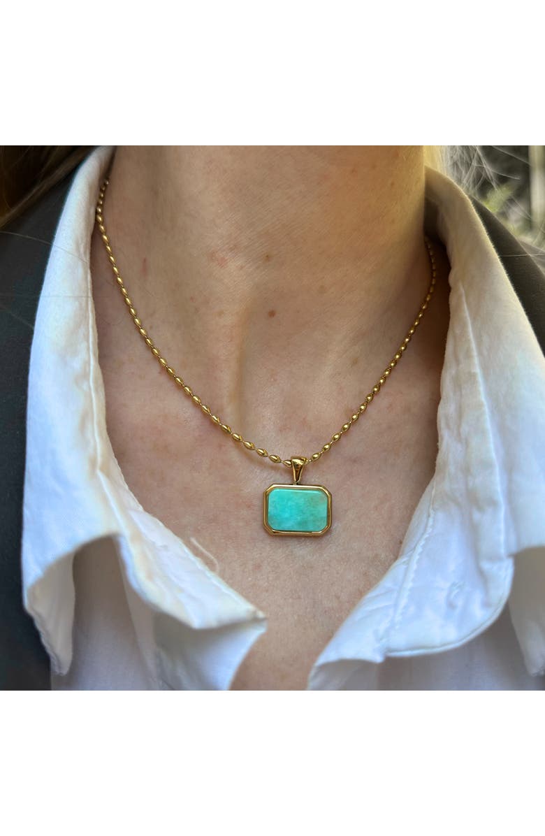 Outofoffice Amazonite Gemstone Turquoise Necklace Gold Layering Pendant, Alternate, color, Green