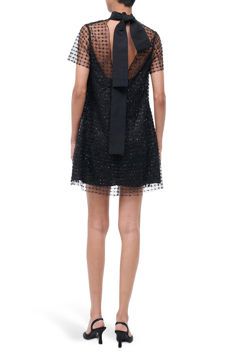 STAUD Ilana Beaded Tulle Minidress, Alternate, color, Stardust Onyx