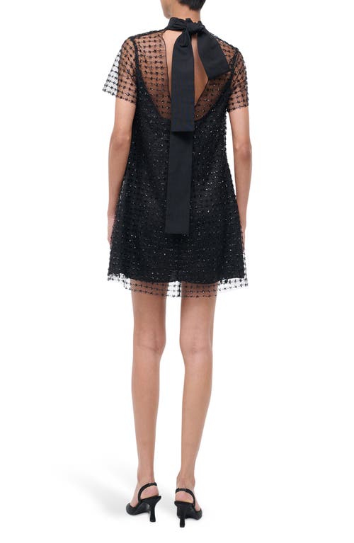 Staud Ilana Beaded Tulle Minidress In Black