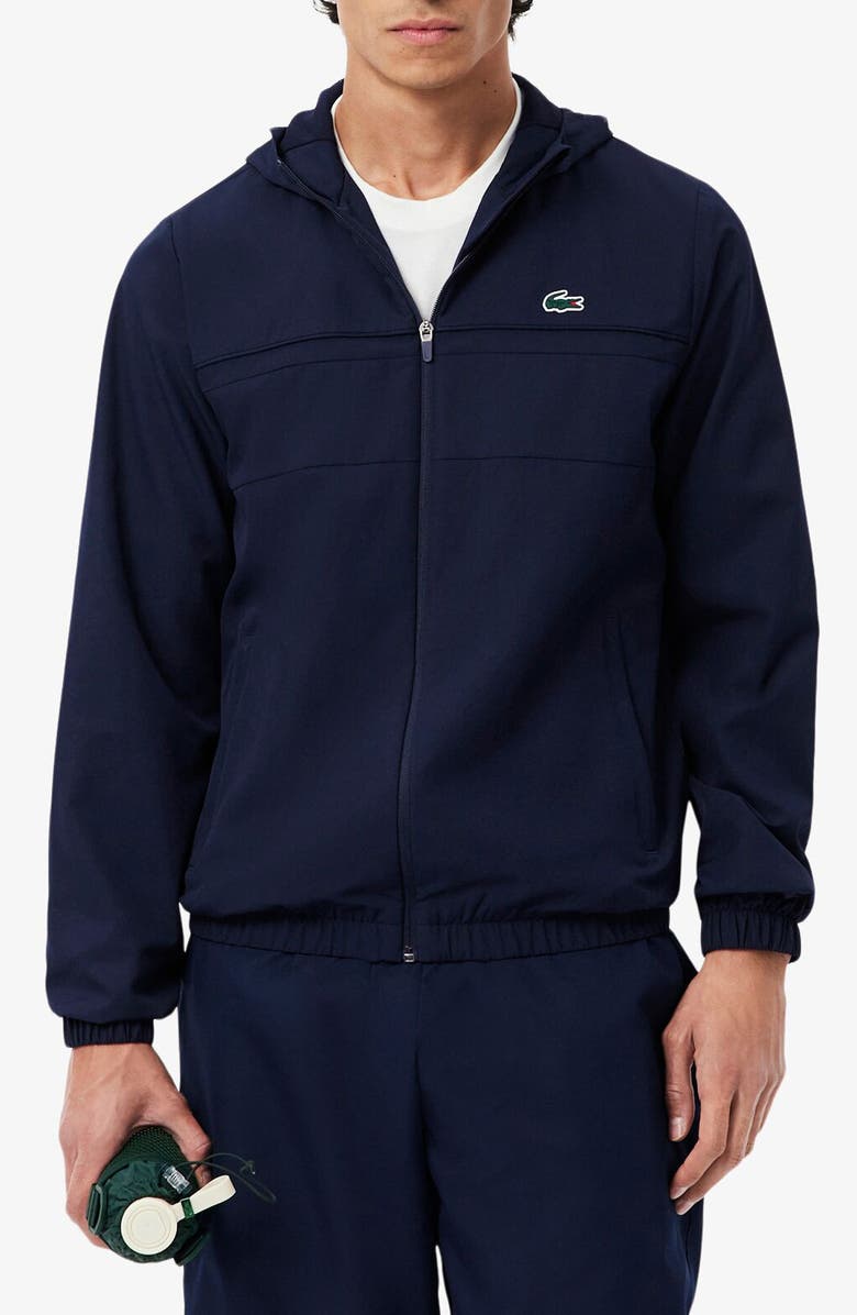 Lacoste Water Repellent Hooded Taffeta Jacket, Main, color, Marine/ Marine-Marine