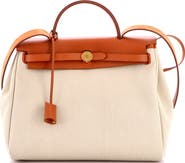 Pre-Owned Hermes Herbag Zip Leather and Toile 31