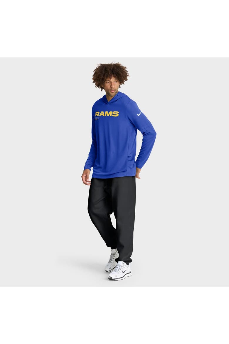 Men's Nike Royal Los Angeles Rams Sideline Pure Fury Performance Long Sleeve Hoodie T-Shirt, Alternate, color, Royal