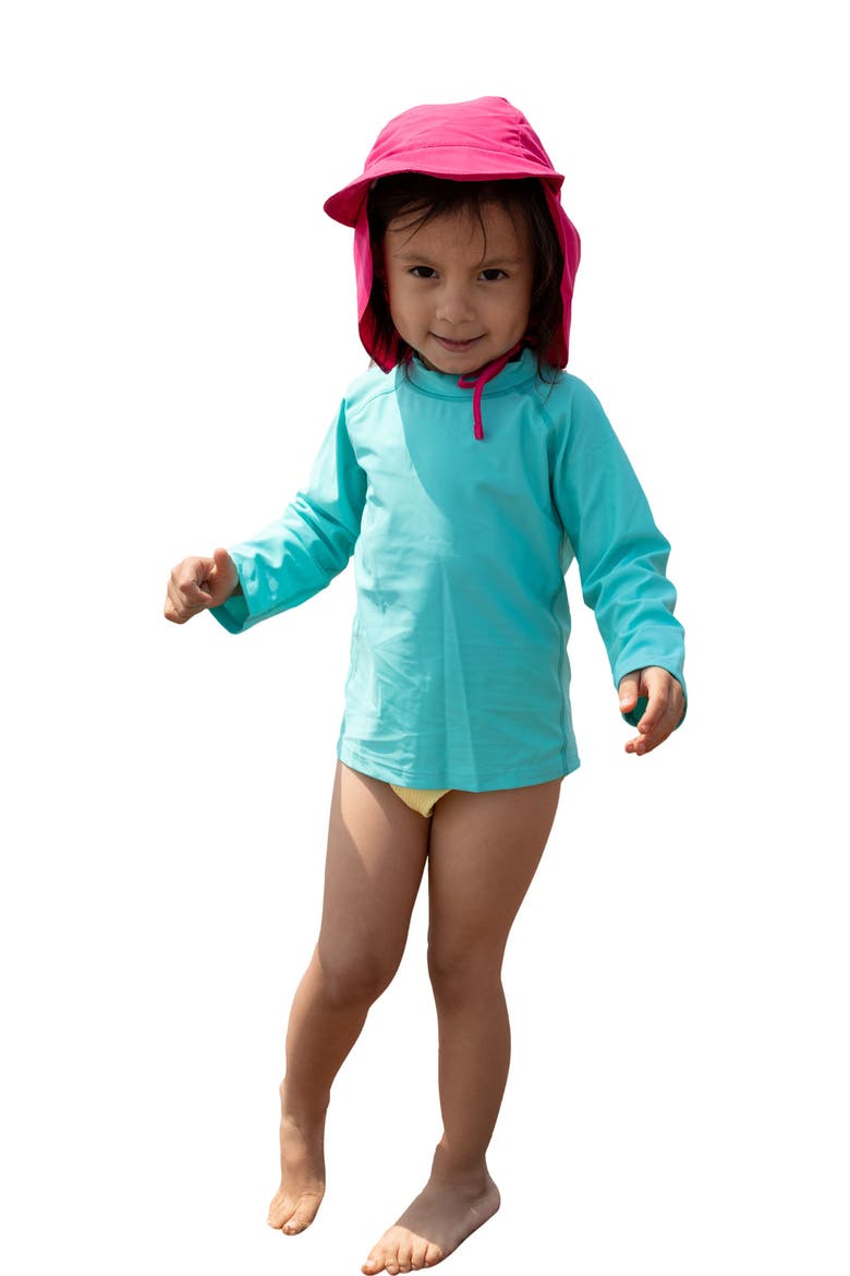 Long Sleeve Rash Guard, UPF 50+ Swim Shirt, Alternate, color, AQUA