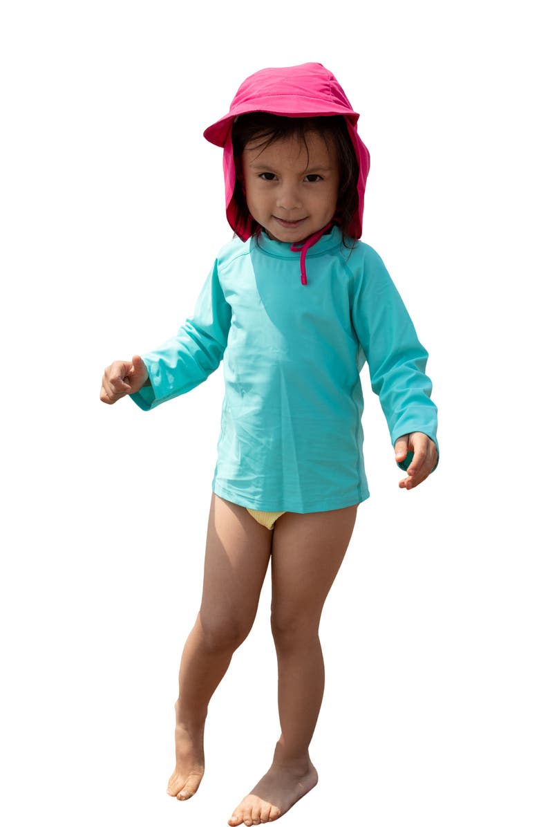 Leveret Long Sleeve Rash Guard, UPF 50+ Swim Shirt, Alternate, color, Aqua