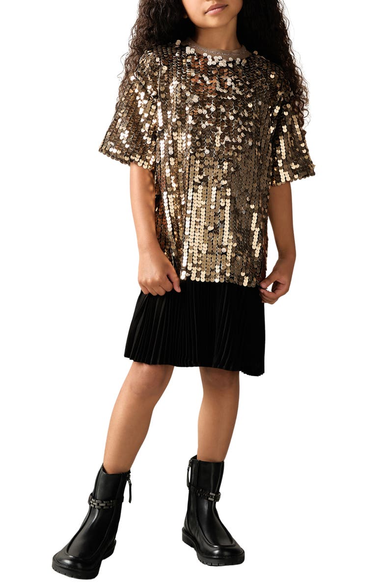 Reiss Kids' Darcey Two-Piece Dress, Alternate, color, Gold