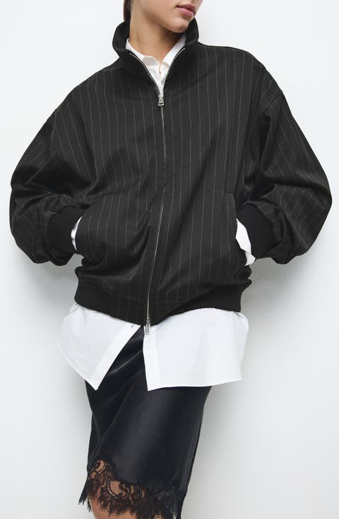 Pinstripe Bomber Jacket