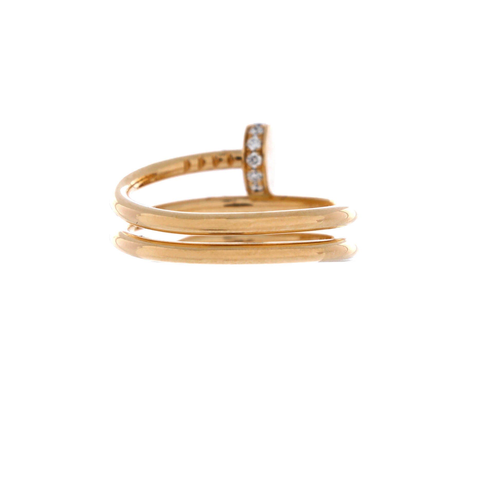 Juste un Clou Double Ring 18K Yellow Gold and Diamonds Small, Alternate, color, Metallic Gold