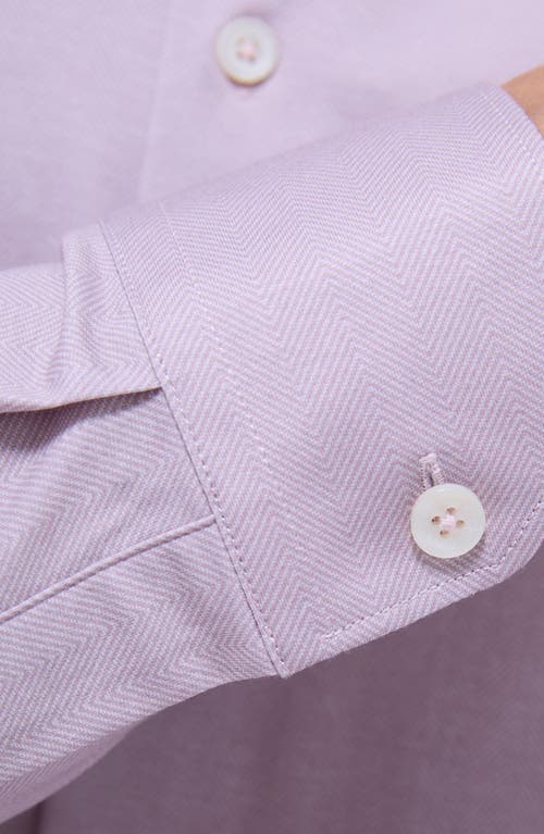 Bugatchi Jimmy Ooohcotton® Herringbone Button-up Shirt In Dusty Pink