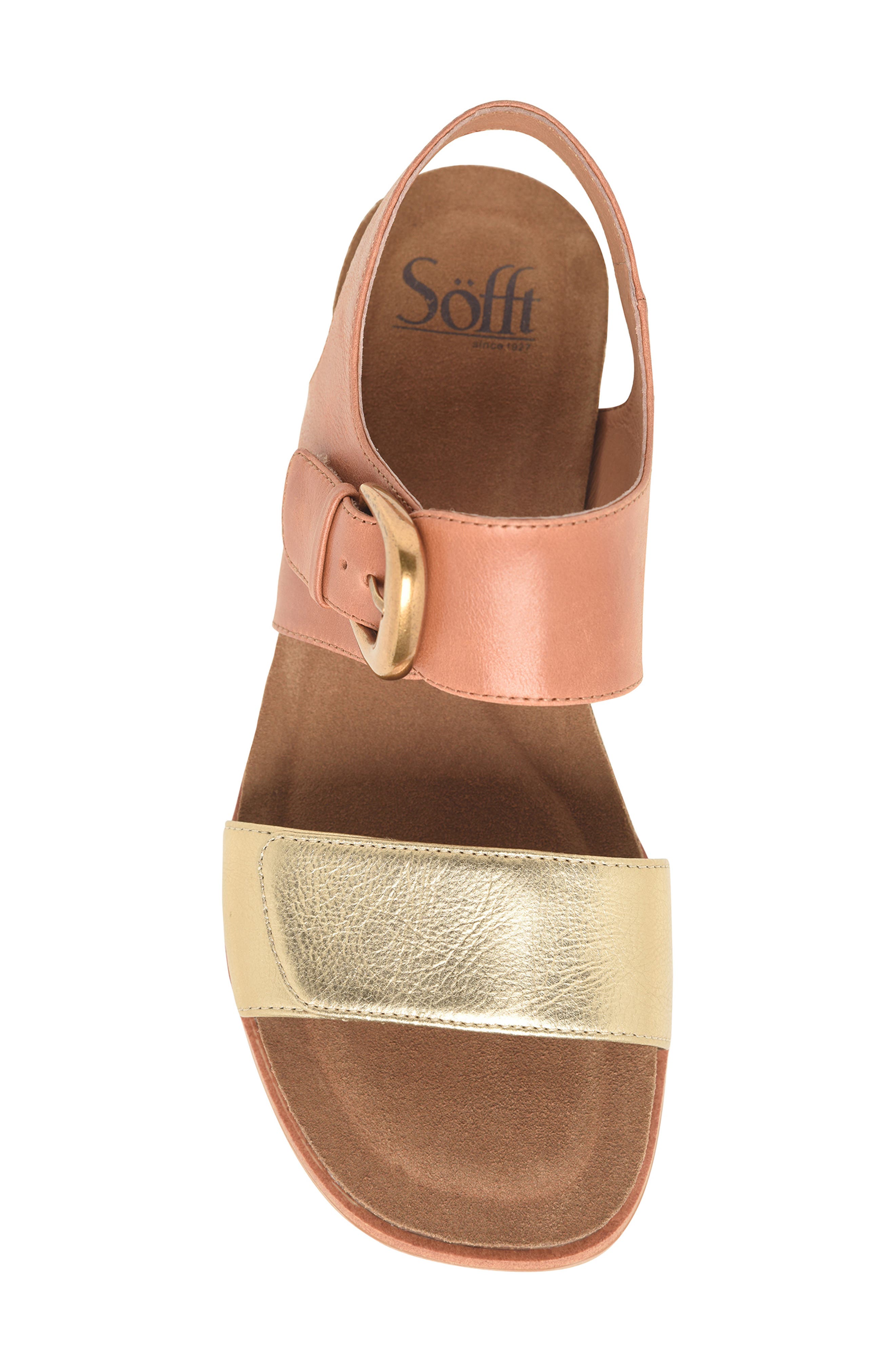 Peggie Wedge Sandal, Alternate, color, LUGGAGE/ GOLD